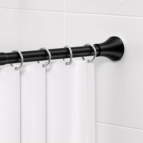 Image of Story@Home DIY Extendable Shower Curtain Rod, 85-165 CM Color: Matte Black Stainless-Steel Curtain Rod Holder without drill for Bathroom, Window & Door.