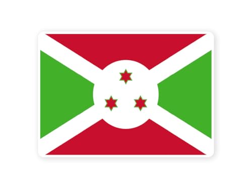Sticker drapeau BURUNDI burunde 10cm(S) - 28cm(XL) autocollant bord blanc (taille S : 10cm x 7cm)