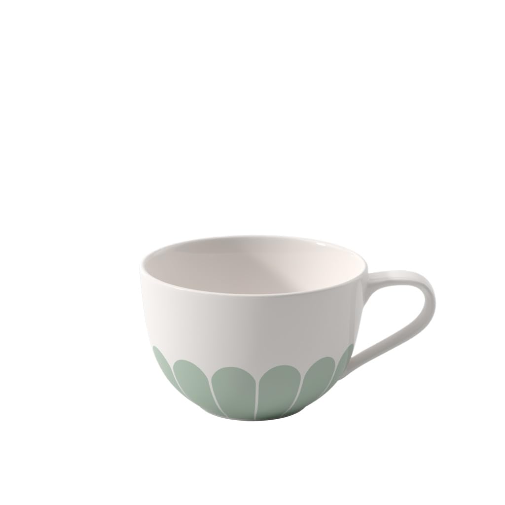 Villeroy & Boch – Fleur Cappuccino Cup, Dimensions: Approx. 14.5 × 11 × 7 cm, Green, Dishwasher-Safe & Microwave-Safe, Floral Decor, Premium Porcelain Coffee Cup