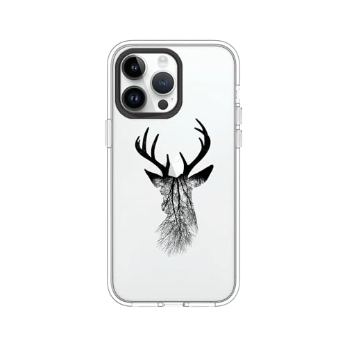 Coque transparente iPhone 14 Pro Max qui ne jaunit pas contour noir Deer Woods
