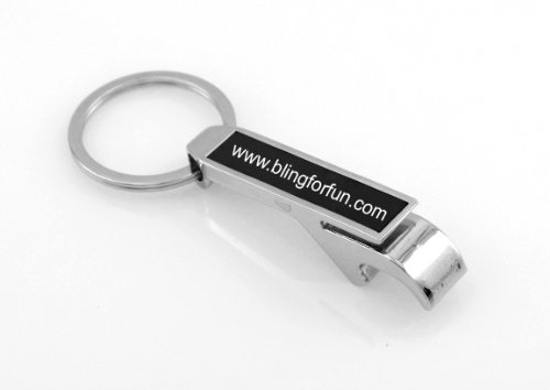 Personalized Silver/Black Bottle Opener Keychain - Free Laser Engraving #TOP18