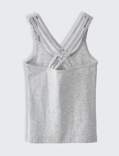 Image of SEAUR Kids Girls Cami Tank Top Criss Cross Back Camisoles Sleeveless Undershirts