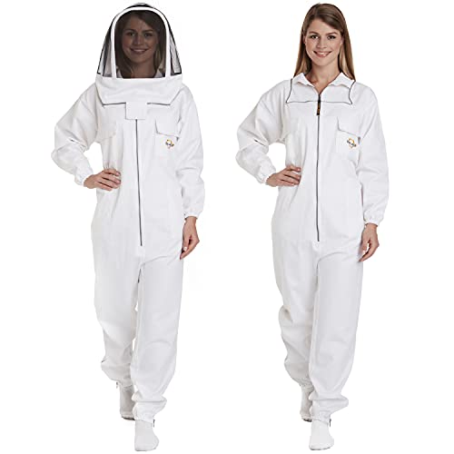 Natural Apiary – Apiarist Beekeeping Suit - (All-in-One) - Fencing Veil - Total Protection for Professional and Beginner Beekeepers – X Small - White