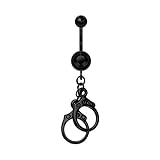 Covet Jewelry Blackline Handcuff Sparkle Belly Button Ring (14 GA, Length: 10mm,...