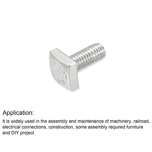 Image of uxcell Square Head Bolt, 10pcs M6x12mm Fully Thread 304 Stainless Steel Grade C Square Machine Screws