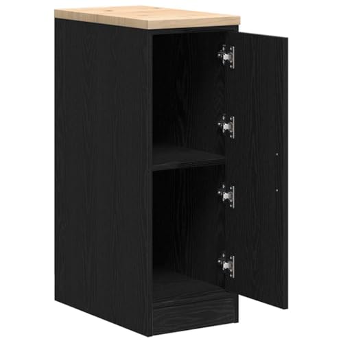 Armoire de rangement de garage noire 2 compartiments en bois de pin
