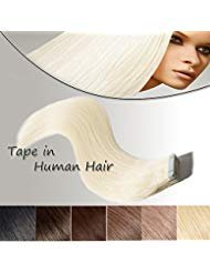 TAPE IN HUMAN HAIR EXTENSIONS 30G PLATINUM BLONDE 22 INCH
