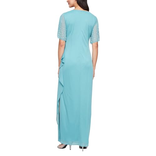 Image of Alex Evenings Women's Long Stretch Sequin Bodice Mother of The Bride Dress with Empire Waist (Petite and Regular Sizes)