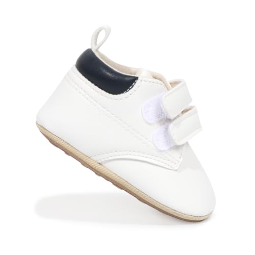 Image of HsdsBebe Baby Boys Girls Pu Leather Hard Bottom Walking Sneakers Toddler Rubber Sole First Walkers Infant Cartoon Slippers Crib Shoes