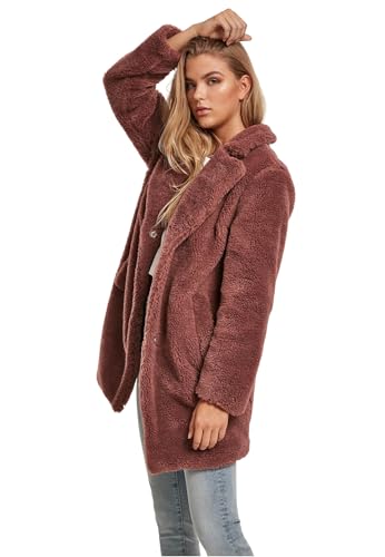 Urban Classics Damen Ladies Oversized Sherpa Coat Mantel, Rosa (Darkrose 01472), Medium (Herstellergröße: M)