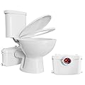 Simple Project Upflush Toilet For Basement - Macerating Toilet with 600W Macerator Pump Toilet with AC Vent & 4 Water Inltes Included Water Tank, Toilet Bowl, Toilet Seat, Extension Pipe