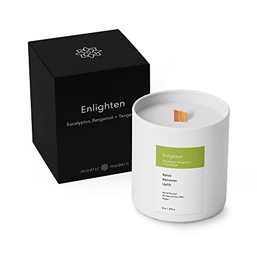 All Pure Meditation Candle – Eucalyptus, Bergamot & Tangerine Scented Rest Candle – Hand-Poured Soy Wax Natural Candle with Enlighten Perfume – Clear, Even Burning – 8 Ounce Glass Jar