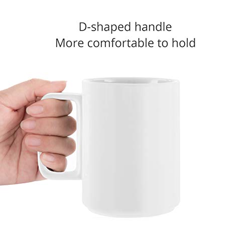 E-Liu Porcelain Tea Mugs Coffee Mug Set, Large 15 Ounces Cups For Coffee, Tea, Cocoa, And Mulled Drinks, Set Of 6, White #TOP1