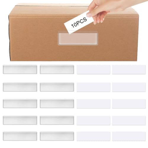 UIEXAY Lot de 10 Porte-Étiquettes Porte Etiquette Adhesif Porte Étiquettes Transparent Porte-Étiquettes Adhésives pour Bibliothèque Supermarché...