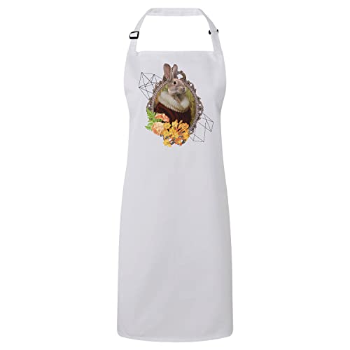 Tablier Cuisine Blanc Madame Lapin Fleurs pour Vos Ateliers Culinaires