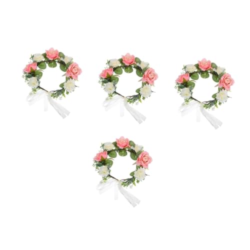 Couronne de fleurs tressée rose pour coiffure de mariée et demoiselle d'honneur