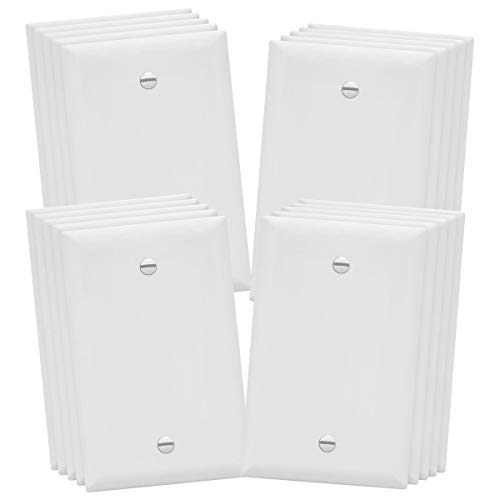 Image of ENERLITES 20 Pack Mid-Size Blank Wall Plate Cover, No Device, 1-Gang, White