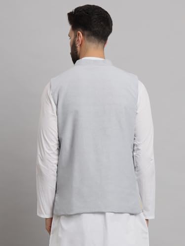 Image of LATEST CHIKAN Men's Traditional Cotton Solid Nehru Jacket /Waistcoat