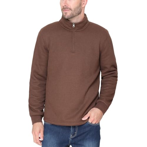 Men’s Bonded Fleece Lined Body Lined Quarter Zip Pullover Top