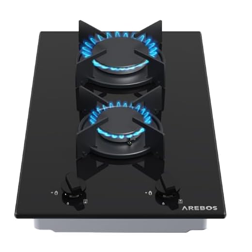 Arebos Placa de Gas Natural | Cocina de Gas | Vitroceramica 2 fuegos | Incluye rejilla y piloto de seguridad | Placa Vitroceramica | Encimera de Gas