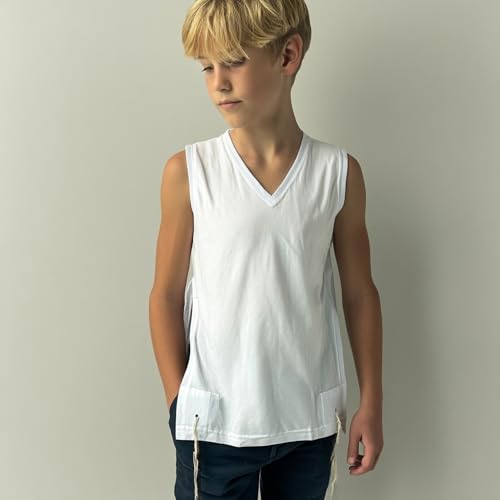 Kosher Ashkenazi Tzitzit T-Shirt, 100% Cotton V Neck Tallit Katan Undershirt for Men & Boys, Made in Israel Judaica Tzitzis4