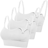 ZESLIV Sujetador de lactancia sin costuras para mujer, cierre frontal, paquete de 3 unidades, sujetador de maternidad sin aros, Blanco, XL