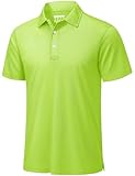 TACVASEN Mens Golf Shirt Dry Fit Mens Polo Shirts Short Sleeve Performance Golf Polos for Men with Collar Work Shirts Neon Green, L