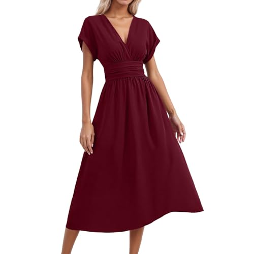Robe de plage manches courtes unie pour vacances au soleil