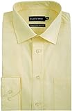 Double TWO Herren Langarm Bügelfrei Baumwollreich Shirts 4500 - Zitrone, (Kragen 19 / Brust 54-56')