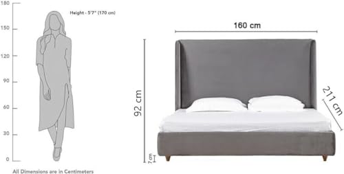 Image of Wooden Modern Upholstered King Size Bed for Bedroom | Wooden Double Bed Without Storage | Platform Cot Upholstered Bed with Upholstery Fabric | Engineered Wood | 6.5 x 6 Ft | Grey-A