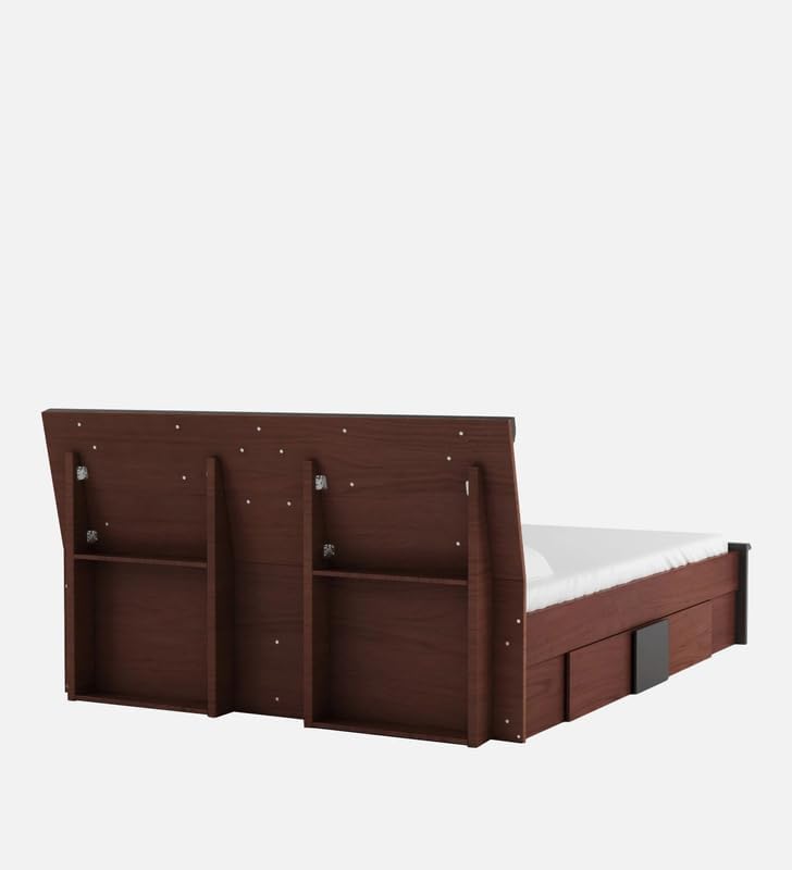 Image of Mintwud Pepperfry Engineered Wood King Size Bed with Drawer Storage | Wooden Double Bed Cot Palang Furniture with Headboard for Bedroom Living Room Home and Hotel (Wenge Finish)