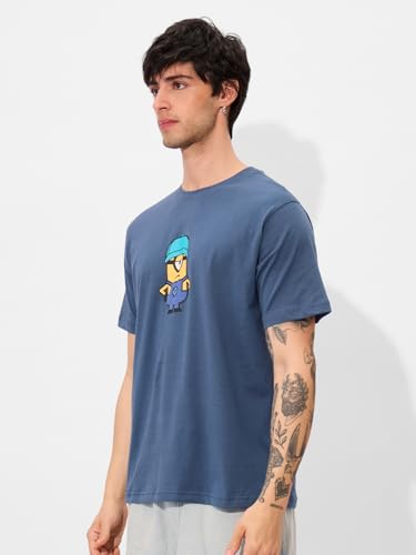 Image of The Souled Store Minions: I Love Gru Men and Boys Short Sleeves Round Neck Blue Graphic Printed Regular Fit Cotton T-Shirts
