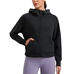 CRZ YOGA Womens SoftAura Full Zip Up Hoodie Workout Casual Hooded Sweatshirt Long Sleeve Athletic Jacket
