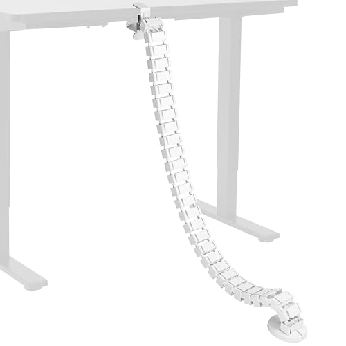 VIVO White Clamp-on Desk Vertebrae Cable Management Kit DESK-AC01P-W