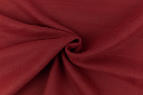 Luxurious Wool Melton Coating Fabric, Maroon, Soft Brushed, Heavyweight, 50% Wool/Poly Blend (1 Yard pre Cut)