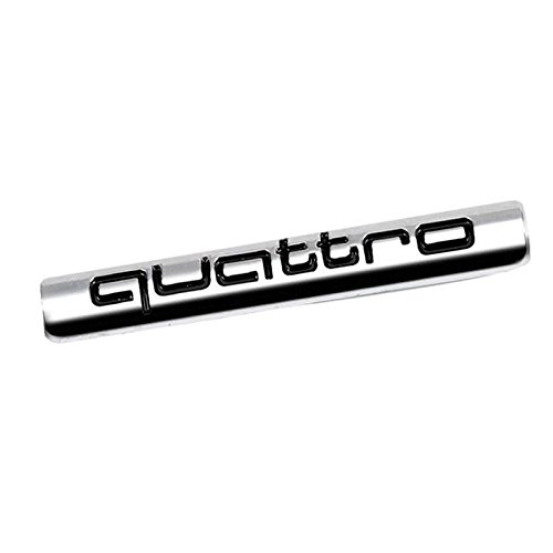 UrMarketOutlet Quattro Black/Chrome Aluminum Alloy Auto Trunk Door Fender Bumper Badge Decal Emblem Adhesive Tape Sticker