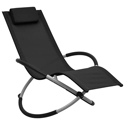 Générique Chaise Longue pour Enfants Acier Noir,Meubles,Mobilier de Jardin,Sièges de Jardin,Bains de Soleil,47793