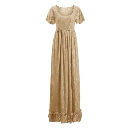 Robe de maternité en dentelle premium chic avec volants pour cérémonie