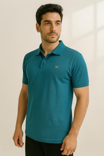 Image of Force NXT Men's Premium Microfiber Fabric Solid T-Shirt | Polo Neck Half-Sleeves T-Shirt for Men | Label Free with Anti-Static for Daily Uses
