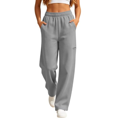 GOSEAGOTOFUN Joggers for Women High Waisted Wide Leg Sweatpants Fleece Baggy Sweatpants Fall Fashion Jogging Workout Pants 01-Grey Small - image 2