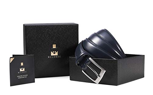 MILORDE Men's Genuine Leather Dress Belt, Handmade, 100% Cow Leather, Fashion & Classic Designs for Work Business and Casual