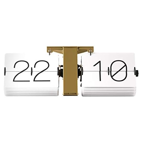 Karlsson Flip Clock No Case White, Brass Stand, Steel, 8.5 x 36 x 14 cm Cover