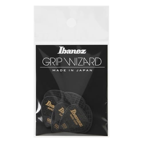 Ibanez PPA16HSGBK Grip Wizard Series, Sand Grip Picks 6 Pack 1.0mm, Black