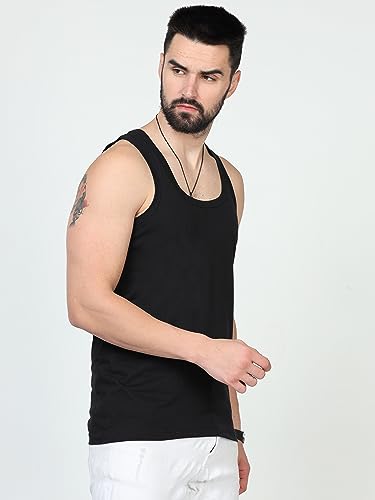 Image of JUARI BE A GENTLEMAN Men's Cotton Super Combed Breathable Vest for Men (Black)