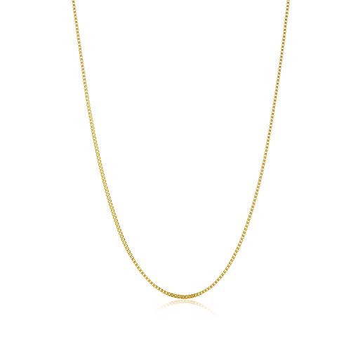 The Bling Factory 2mm 24k Yellow Gold Plated Stainless Steel Square Box Chain Necklace