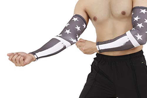 Image of NEVER LOSE Printed Arm Sleeves for Men & Women, Stretchable Breathable Compression Sports Sleeves for Gym, Cycling, Running, Driving & Outdoor Activities (Pack of 2 Pairs)