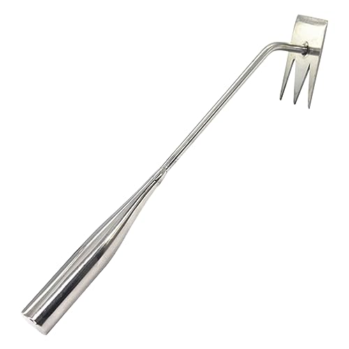 FUNOMOCYA Rastrello Manuale Per Diserbare Attrezzo Da Giardino in Acciaio Inossidabile Sarchiatore Multifunzione Punta A Forcella A V Per Rimozione Erbacce Pratico E Robusto