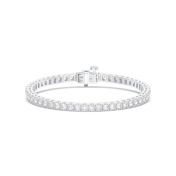 14K White Gold Tennis Bracelet With 3.00-5.00 TCW Lab Grown Diamond, 6.5"/7" Length, IGI Certified, Classic Diamond Bracelet, 4 Prong (E-F Color, VVS-VS), Tennis Bracelet For Women, Fine Jewelry