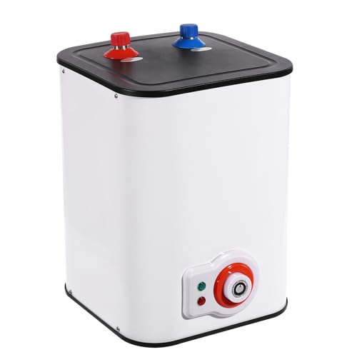 JAYEUW Minicalentador de agua instantáneo con salida superior, pequeño calentador de agua de 1500 W, 8 L, calentador de agua eléctrico de acero inoxidable, con protección de alta temperatura,
