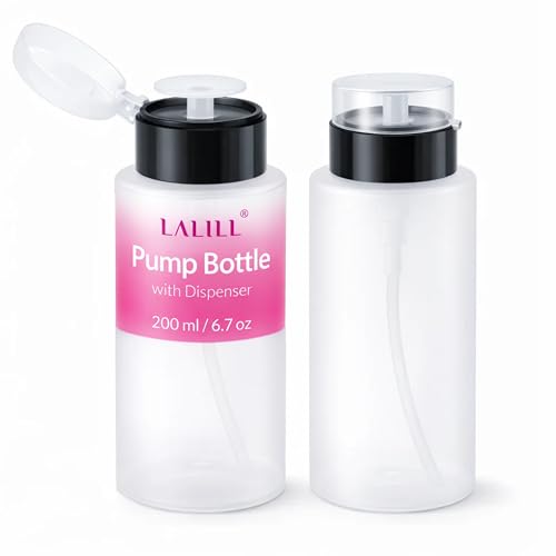 LALILL 2 Pièces Distributeur Pompe Doseur - Set Flacon Pompe pour Liquides - Dissolvant Vernis à Ongles, Dissolvant Manucure - 200ml